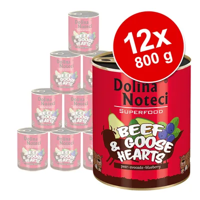 Dolina Noteci Superfood hovězí a husí srdce, 12x 800g konzervy s hruškou, avokádem a borůvkami. Dolina Noteci Superfood hovězí a husí srdce, 12x 800g konzervy s hruškou, avokádem a borůvkami.