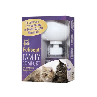 Felisept Family Comfort con erba gatta naturale. Per un relax ottimale in case con più gatti. Include diffusore da presa e liquido. Felisept Family Comfort con erba gatta naturale. Per un relax ottimale in case con più gatti. Include diffusore da presa e liquido.