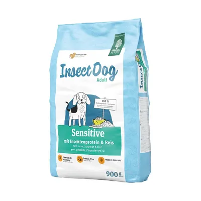 InsectDog Adult Sensitive z insektnim beljakovinami in rižem, 900g. Podnebno pozitiven, izdelano v Nemčiji, brez žit, Lemon Plus za zaščito pred klopi.