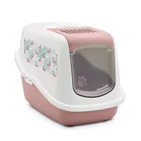 Savic Katzentoilette Nestor Impression "Flamingo" - pink / weiss mit "Flamingo" Druck 