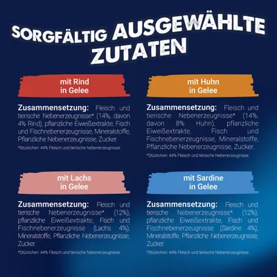 Felix Junior Nassfutter "So gut wie es aussieht" 48 x 85 g - Huhn, Rind, Lachs, Sardine