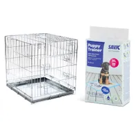 Lot : cage de transport Double Door + tapis absorbants Savic Puppy Trainer pour chien - cage l 69 x P 109 x H 75 cm + tapis XL, L 90 x l 60 cm, 2 x 30 tapis