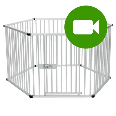 Przycisk odtwarzania wideo produktu. Kliknij tutaj, aby obejrzeć film prezentujący kojec z metalowych prętów o sześciokątnym kształcie.