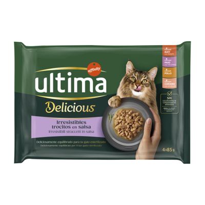 Ultima Cat Sterilized 48 x 85 g umido per gatto Selezione di carne