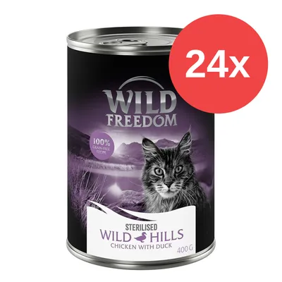 Wild Freedom Sterilised Wild Hills Chicken with Duck, 100% grain-free Rezept, 400g Dose, Packung mit 24 Stück. Wild Freedom Sterilised Wild Hills Chicken with Duck, 100% grain-free Rezept, 400g Dose, Packung mit 24 Stück.