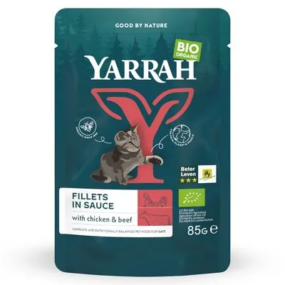 Yarrah Bio Filets in Saus 14 x 85 g Kattenvoer - met Bio Kip