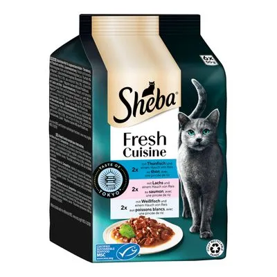 Sheba Verse Keuken Smaak van Tokio 6 x 50 g - Tonijn, Zalm & Witvis in Saus