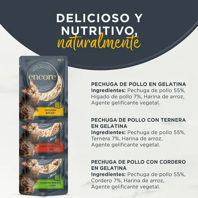 Encore en gelatina en bolsitas 20 x 50 g para gatos - Pack ahorro mixto - Selección de pollo
