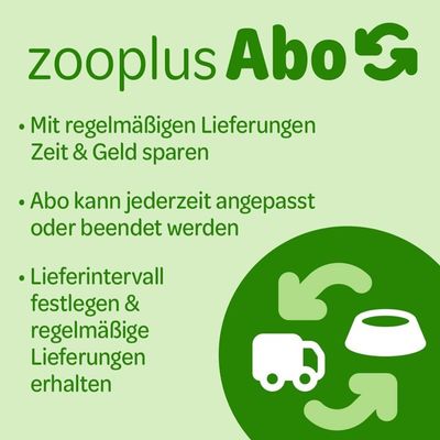 zooplus Abo: Mit regelmäßigen Lieferungen Zeit & Geld sparen. Abo kann jederzeit angepasst oder beendet werden. Lieferintervall festlegen & regelmäßige Lieferungen erhalten.