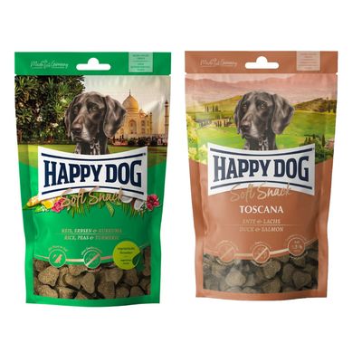 Kombi-Paket: Happy Dog Soft Snack India 3 x 100 g + 3 x 100 g Toscana