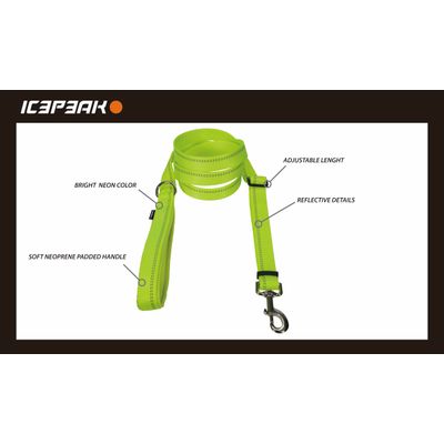 ICEPEAK snor med justerbar længde, reflekterende detaljer, blødt neoprenpolstret håndtag og i en lys neonfarve.