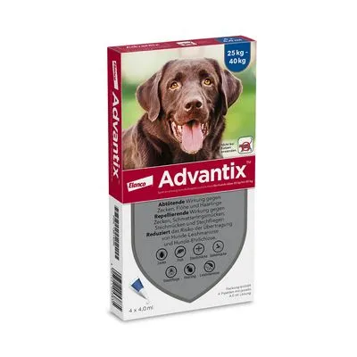 Advantix® 400/2000 Spot-On Solution voor Honden 25 - 40 kg - 4 Pipetten x 4,0 ml - NL