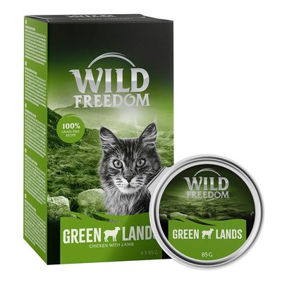 6 x 85 g Wild Freedom Adult Schale  - "Green Lands" Lamm & Huhn