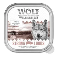 Wolf of Wilderness Adult 24 x 150 g  - Strong Lands - Schwein