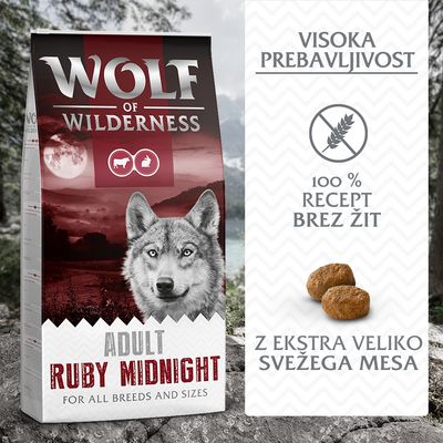 Wolf of Wilderness "Ruby Midnight" govedina in zajec - brez žit
