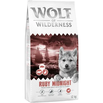 Wolf of Wilderness "Ruby Midnight" nötkött & kanin - spannmålsfritt - Ekonomipack: 4 x 1 kg nytt recept