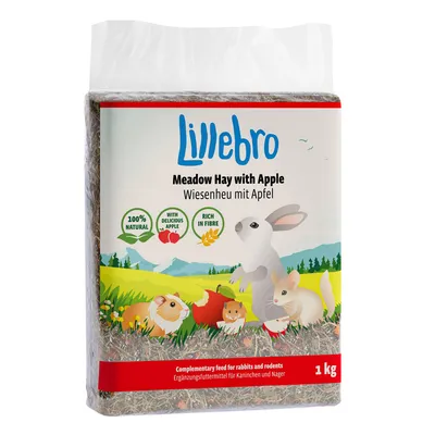 Lillebro ливадно сено за зайци и гризачи - 3 x 1 кг ливадно сено с дива ябълка