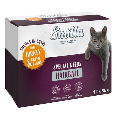 Smilla Special Needs Hairball Chunks in Gravy with Turkey & Green Beans Saver Pack: 24 x 85g