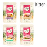 Feringa Classic Meat Menü Kitten Pliculețe 12 x 85 g - Pachet mixt 2: Pasăre, Curcan & iepure, Pui și păstrăv, Somon & curcan