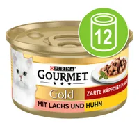 Gourmet Gold Bitar i sås 12 x 85 g - Blandpack kyckling & lever, lax & kyckling (24 x 85 g)
