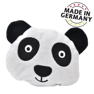 Pandaformad produkt med texten "Made in Germany" och stjärnor i svart, rött och gult. Ursprungsland: Tillverkad i Tyskland.