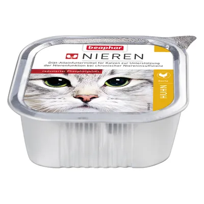 beaphar nierdieet compleet voer voor katten ter ondersteuning van de nierfunctie bij chronische nierinsufficiëntie, verlaagd fosforgehalte, smaak kip.