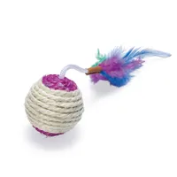 Balle de jeu en sisal Karlie avec plumes et cliquetis pour chat - 1 balle