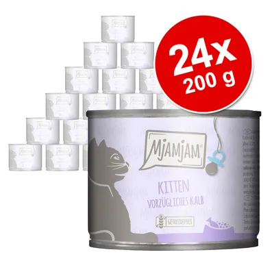 MjAMjAM Kitten изключително телешко, без зърнени храни, 24x 200g консерви.