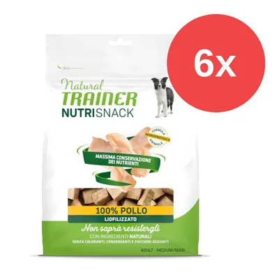 Natural Trainer Nutrisnack, 100% Huhn, gefriergetrocknet, ohne Farbstoffe, Konservierungsstoffe und Zuckerzusätze. Packung mit 6 Stück für mittelgroße bis große Hunde.