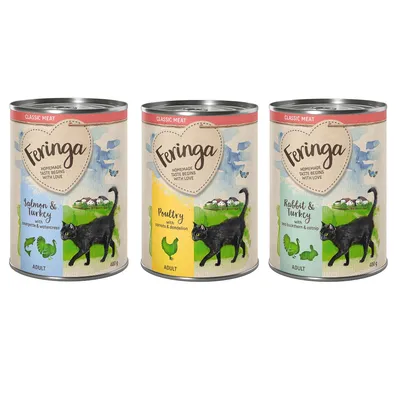 Смесена пробна опаковка Feringa Classic Meat 6 x 400 г - смесена опаковка 1: заешко и пуешко , птиче месо, сьомга и пуешко