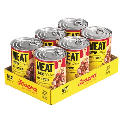 Набор из 6 консервов Josera Meat Lovers Menu Beef & Potato. На упаковке: Super Premium Quality, Made in Germany.