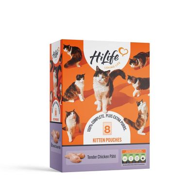 HiLife It's Only Natural Kitten Pouches 8 x 70g Tender Chicken