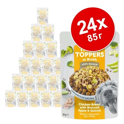 24 пакета Taste Toppers in Broth, 85 г. Пилешко филе с броколи, ябълка и киноа. 100% Natural. Комплект за кучета. 24 пакета Taste Toppers in Broth, 85 г. Пилешко филе с броколи, ябълка и киноа. 100% Natural. Комплект за кучета.