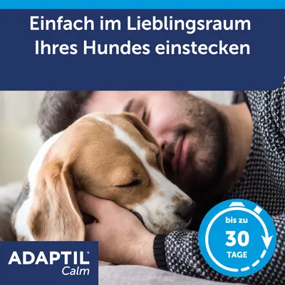 Adaptil Calm. Einfach im Lieblingsraum Ihres Hundes einstecken. Wirkt bis zu 30 Tage.