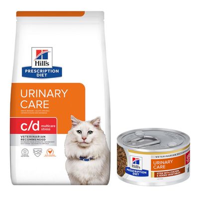 Croquettes Hill's Prescription Diet 3/8 kg + boîtes 6 x 82 g offertes ! c/d Multicare Stress Urinary Care poulet (8 kg)+ c/d Multicare Stress Urinary Care poulet (6 x 82 g)