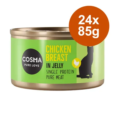 Cosma Pure Love Chicken Breast in Jelly, Single Protein, Pure Meat. Packungsgröße: 24x85g.
