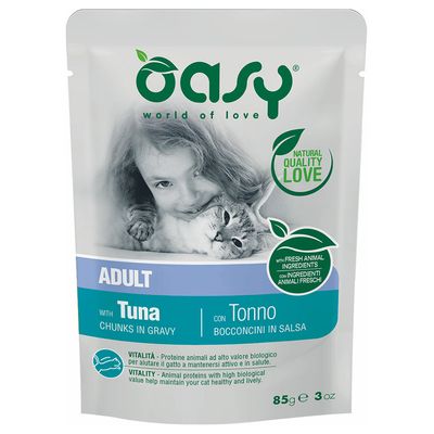 Fai scorta! Oasy Bocconcini Buste 24 x 85 g Alimento umido per gatti Adult Tonno