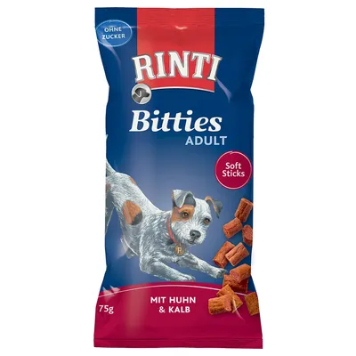 Rinti Bitties Adult Soft Sticks z kurczakiem i cielęciną, bez cukru, 75g.