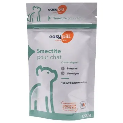 easypill Smectite pour chat, Confort digestif, Bentonite, Electrolytes, 40g (20 boulettes environ), Innovation brevetée, osalia easypill Smectite pour chat, Confort digestif, Bentonite, Electrolytes, 40g (20 boulettes environ), Innovation brevetée, osalia