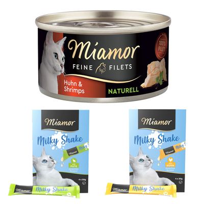 Miamor: 6 x 80 g Feine Filets Naturelle + Milky Shake, 8 x 20 g gratis!