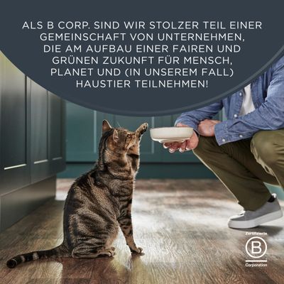 Als B Corp. sind wir Teil einer Gemeinschaft, die eine faire und grüne Zukunft für Mensch, Planet und Haustier aufbaut. Zertifizierte B Corporation.