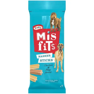 Misfits Nasher Sticks with Chicken & Beef Dog Treats  - for Large Dogs (270g) Misfits Nasher Sticks with Chicken & Beef Dog Treats  - for Large Dogs (270g)