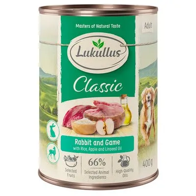 Sparpack: Lukullus Naturkost 24 x 400 g - Lax & kyckling