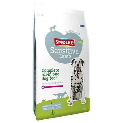 Smølke Sensitive Lamb, Complete all-in-one dog food, unique protein profile, healthy skin and digestion, hypoallergenic, 12 kg Packung.
