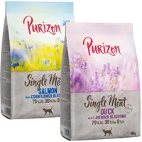 Probiermix Purizon 2 x 400 g - Single Meat Mix Ente mit Lavenderblüten + Lachs mit Kornblumenblüten