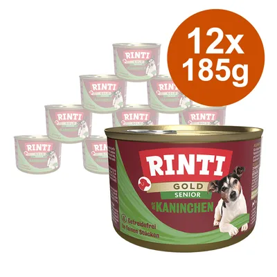 Rinti Gold Senior med kanin, kornfri i fine stykker, 12x185g. Rinti Gold Senior med kanin, kornfri i fine stykker, 12x185g.
