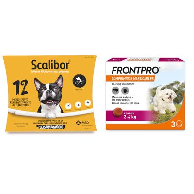 Pack antiparasitarios: collar Scalibor + comprimidos Frontpro para perros Collar 48 cm + comprimidos 2-4 kg