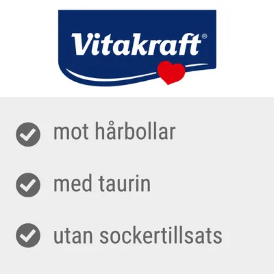 Vitakraft. mot hårbollar, med taurin, utan sockertillsats