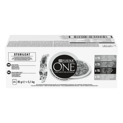 PURINA ONE Sterilcat Mix Meat & Vegetables 60 x 85 g