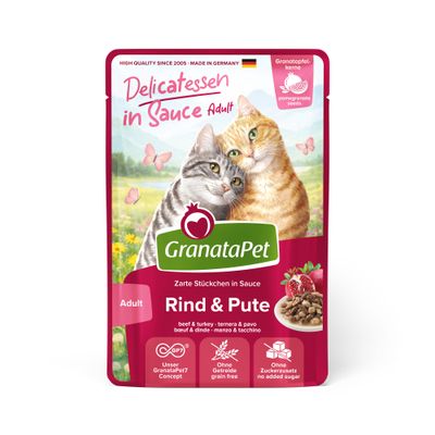 GranataPet Delicatessen w sosie, 12 x 100 g Wołowina i indyk